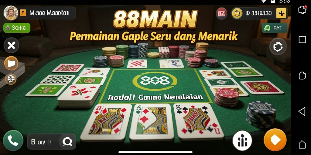 Screenshot 88MAIN menampilkan keseruan bermain Gaple dengan teman.