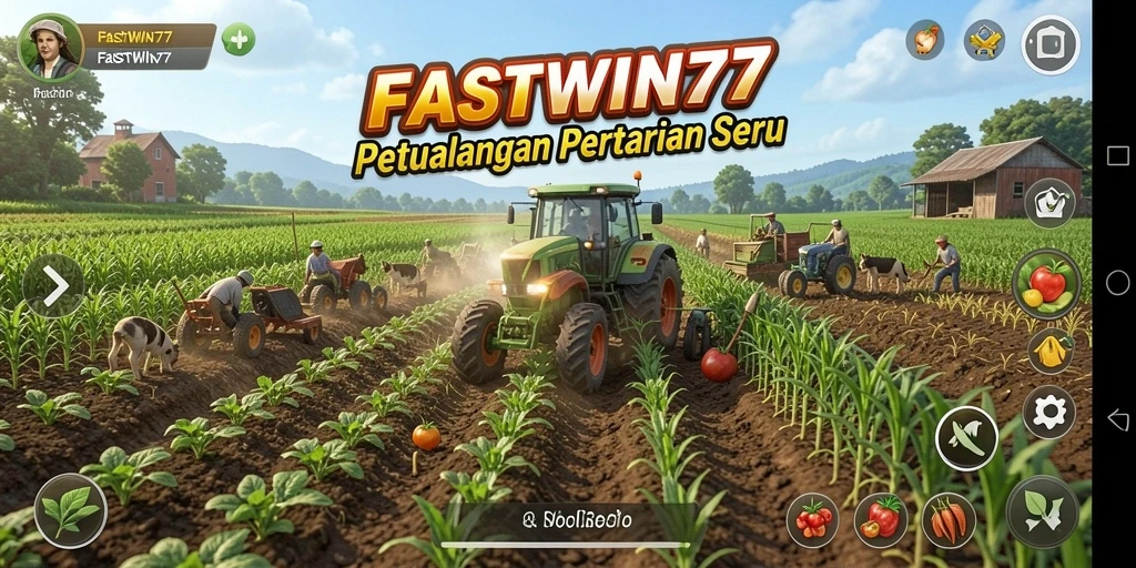 Tampilan gameplay seru dari FASTWIN77 dengan aktivitas pertanian.