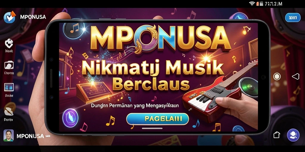Tampilan gameplay MPONUSA yang menarik dengan interaksi musik yang seru.