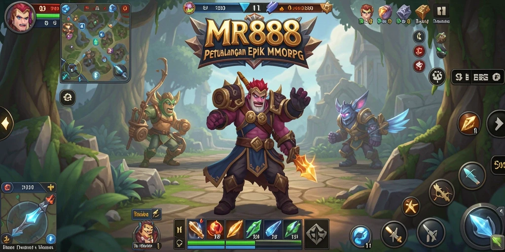 Tampilan gameplay MR888 dengan pertarungan seru di dunia MMORPG.