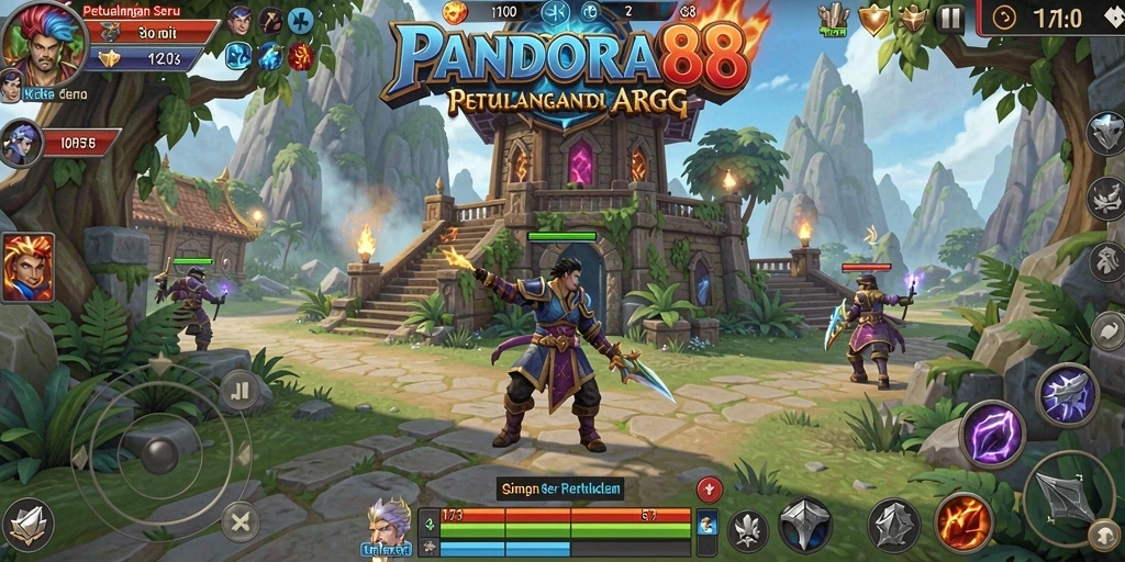Gameplay seru PANDORA88 dengan aksi bertempur yang dinamis.