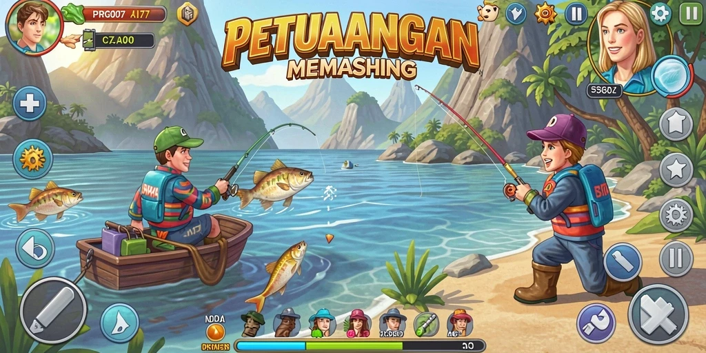 Screenshot gameplay PRG007 menampilkan pengalaman memancing yang seru.