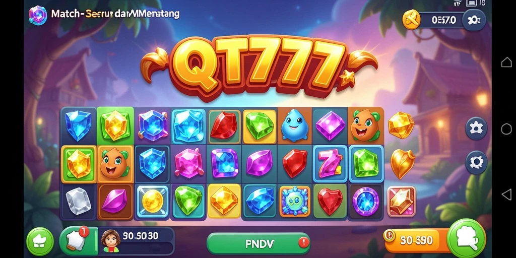 Gameplay QT777 yang menantang dalam match-3.