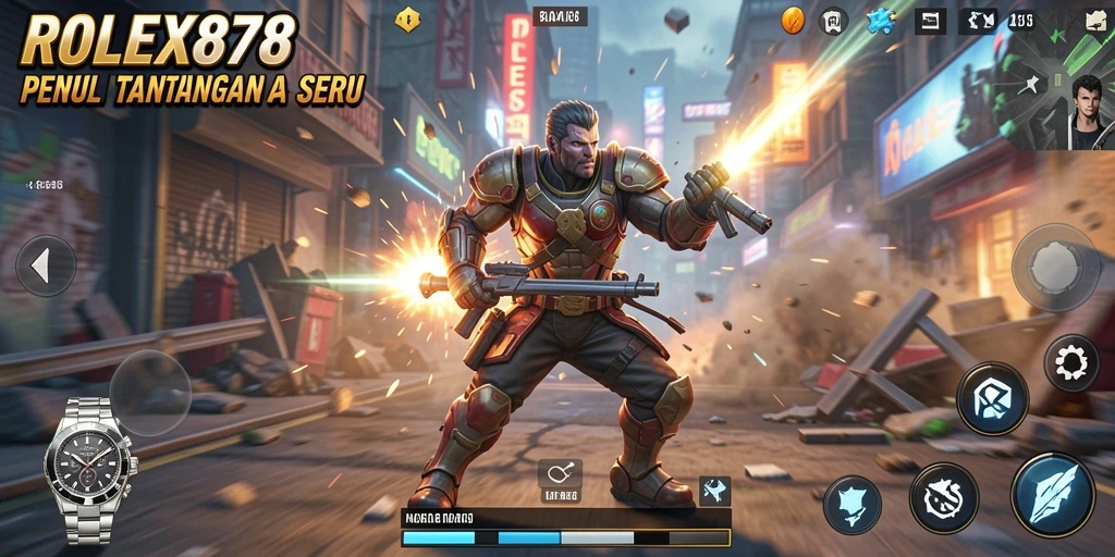Tampilan gameplay action mendebarkan dalam ROLEX878.