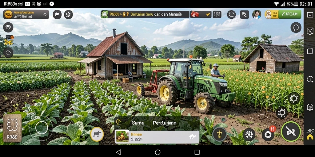 Tangkapan layar gameplay RR89 yang menunjukkan aktivitas bertani dan berkebun.