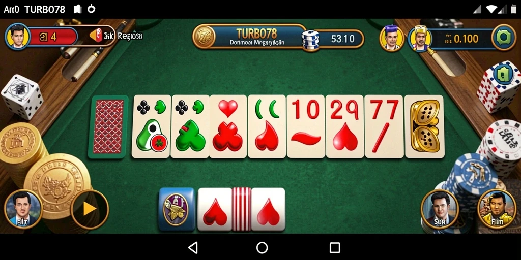 Tampilan gameplay seru dari TURBO78 yang penuh strategi domino.
